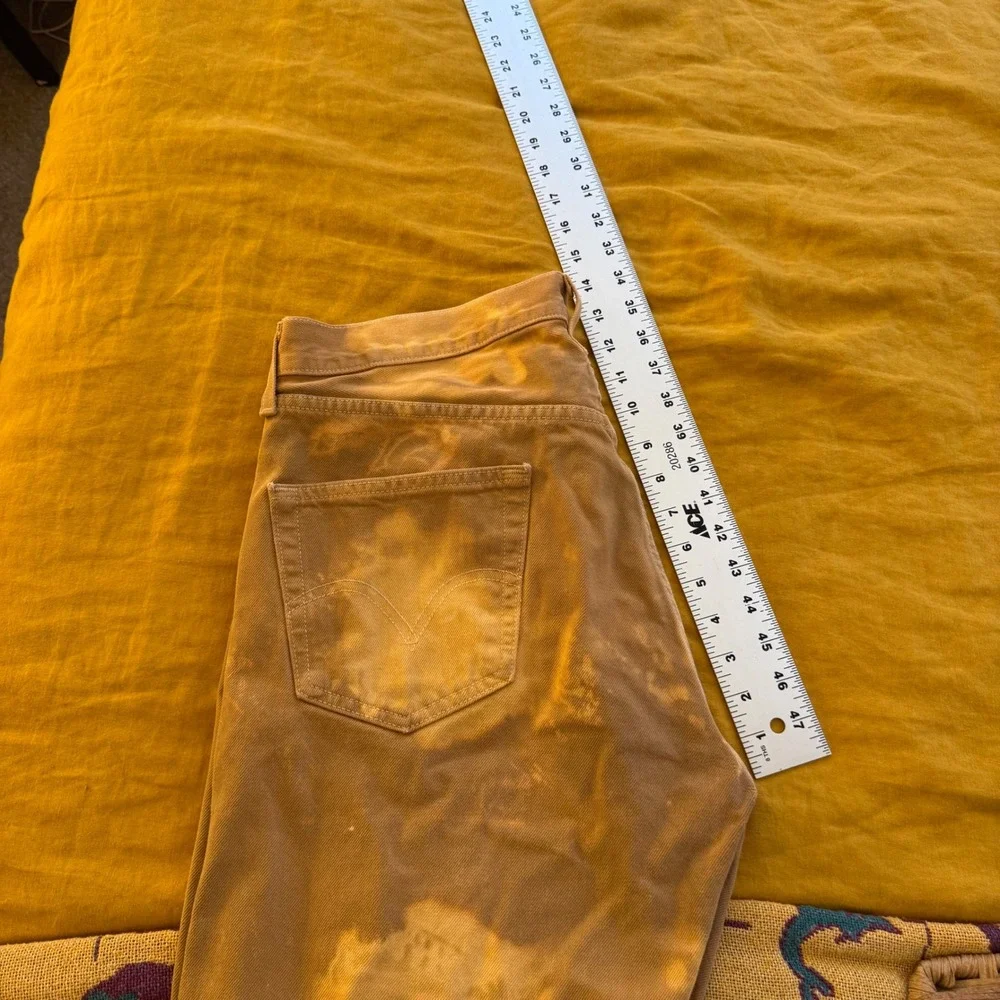 Levis 501 Original Fit Jeans Mens 36x30 Tan Brown‎ Bleach Wash Custom Distressed